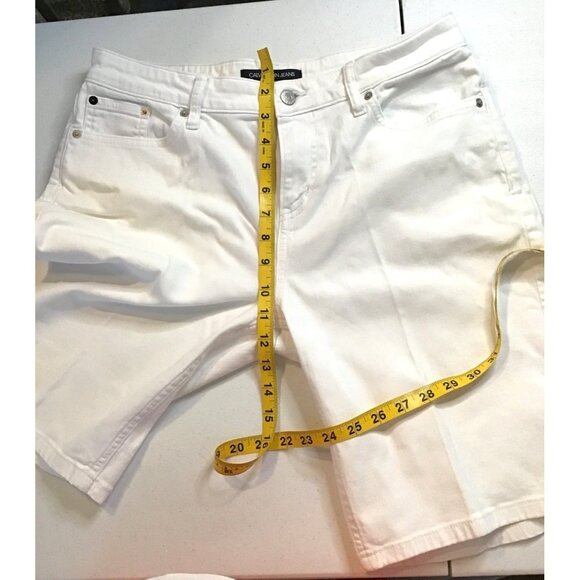 CALVIN KLEIN- WOMENS WHITE 98% COTTON BERMUDA SHORTS SIZE 10 - Picture 4 of 5